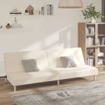 Canapea extensibilă cu 2 locuri, crem, material textil GartenMobel Dekor