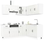 Set dulap de bucătărie 11 piese „Kalmar” alb lucios Lemn GartenMobel Dekor