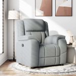 Fotoliu rabatabil, gri deschis, material textil GartenMobel Dekor