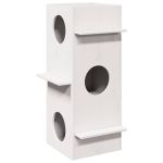 Casă pentru pisici albă 43x43x90 cm din lemn masiv de pin GartenMobel Dekor