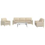 Set de canapele cu perne decorative, 3 piese, crem, textil GartenMobel Dekor