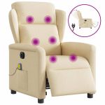 Fotoliu electric de masaj rabatabil, crem, textil GartenMobel Dekor