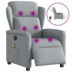 Fotoliu electric de masaj rabatabil, gri deschis, microfibră GartenMobel Dekor