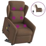 Fotoliu electric de masaj rabatabil cu ridicare, maro, textil GartenMobel Dekor