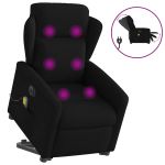 Fotoliu electric de masaj rabatabil cu ridicare, negru, textil GartenMobel Dekor