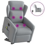 Fotoliu electric masaj rabatabil cu ridicare, gri închis textil GartenMobel Dekor