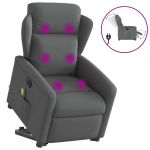 Fotoliu electric masaj rabatabil cu ridicare, gri închis textil GartenMobel Dekor