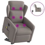 Fotoliu electric masaj rabatabil cu ridicare, gri taupe, textil GartenMobel Dekor