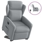 Fotoliu electric rabatabil cu ridicare, gri deschis, textil GartenMobel Dekor