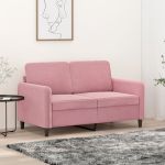 Canapea cu 2 locuri, roz, 120 cm, catifea GartenMobel Dekor