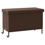 Ladă depozitare de grădină cu roți, maro 110x55x73 cm poliratan GartenMobel Dekor
