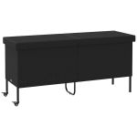 Ladă depozitare de grădină cu roți negru 160x55x75 cm poliratan GartenMobel Dekor