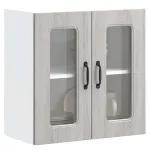 Dulap bucătărie cu ușă sticlă Kalmar lemn prelucrat gri Sonoma GartenMobel Dekor