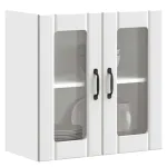 Dulap de bucătărie cu ușă sticlă „Lucca” lemn prelucrat alb GartenMobel Dekor