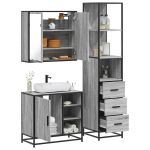 Set mobilier de baie, 3 piese, gri sonoma, lemn prelucrat GartenMobel Dekor