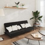 Canapea extensibilă cu 2 locuri, negru, catifea GartenMobel Dekor
