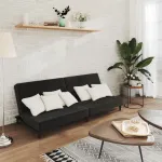 Canapea extensibilă cu 2 locuri, negru, catifea GartenMobel Dekor