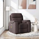 Fotoliu de masaj rabatabil, maro închis, material textil GartenMobel Dekor