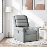 Fotoliu rabatabil, gri deschis, material textil GartenMobel Dekor