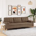 Canapea cu 3 locuri cu pernuțe, maro, 210 cm, textil GartenMobel Dekor