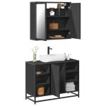 Set mobilier de baie, 2 piese, negru, lemn compozit GartenMobel Dekor