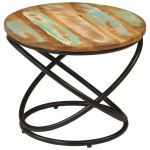 Măsuță de cafea Ø50x40 cm, lemn masiv reciclat și oțel GartenMobel Dekor
