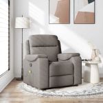 Fotoliu de masaj rabatabil, gri taupe, material textil GartenMobel Dekor