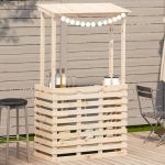Masă bar de exterior cu acoperiș, 112,5x57x195,5 cm, lemn masiv GartenMobel Dekor