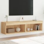 Comode TV cu lumini LED, 2 buc., stejar sonoma, 60x30x30 cm GartenMobel Dekor