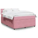 Pat box spring cu saltea, roz, 160x200 cm, catifea GartenMobel Dekor