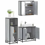 Set mobilier de baie, 3 piese, gri sonoma, lemn prelucrat GartenMobel Dekor