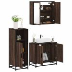 Set mobilier de baie, 3 piese, stejar maro, lemn prelucrat GartenMobel Dekor