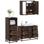 Set mobilier de baie, 3 piese, stejar maro, lemn prelucrat GartenMobel Dekor