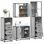 Set de mobilier de baie 4 piese Lemn stratificat gri Sonoma GartenMobel Dekor