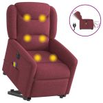 Fotoliu de masaj electric rabatabil cu ridicare roșu vin textil GartenMobel Dekor