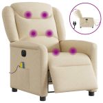 Fotoliu electric de masaj rabatabil, crem, textil GartenMobel Dekor
