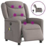 Fotoliu electric de masaj rabatabil, gri taupe, textil GartenMobel Dekor