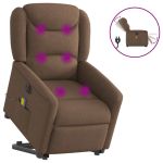 Fotoliu electric de masaj rabatabil cu ridicare, maro, textil GartenMobel Dekor