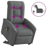 Fotoliu electric masaj rabatabil cu ridicare, gri închis textil GartenMobel Dekor