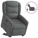 Fotoliu electric rabatabil cu ridicare, gri închis, textil GartenMobel Dekor