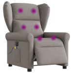 Fotoliu electric de masaj rabatabil, gri taupe, textil GartenMobel Dekor