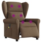 Fotoliu electric de masaj rabatabil, maro, textil GartenMobel Dekor