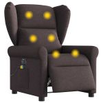 Fotoliu electric de masaj rabatabil, maro închis, textil GartenMobel Dekor