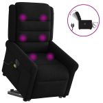 Fotoliu electric de masaj rabatabil cu ridicare, negru, textil GartenMobel Dekor