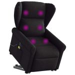 Fotoliu electric de masaj rabatabil cu ridicare, negru, textil GartenMobel Dekor