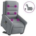 Fotoliu electric masaj rabatabil cu ridicare, gri închis textil GartenMobel Dekor