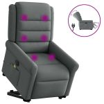 Fotoliu electric masaj rabatabil cu ridicare, gri închis textil GartenMobel Dekor