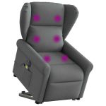Fotoliu electric masaj rabatabil cu ridicare, gri închis textil GartenMobel Dekor