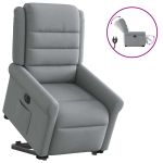 Fotoliu electric rabatabil cu ridicare, gri deschis, textil GartenMobel Dekor