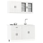 Set dulap de bucătărie 4 piese „Kalmar” alb lucios Lemn GartenMobel Dekor